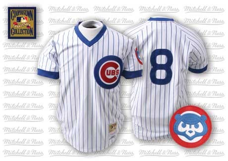Mitchell and Ness 1987 Cubs #8 Andre Dawson Stitched White Blue Strip Throwback MLB Jersey - Click Image to Close